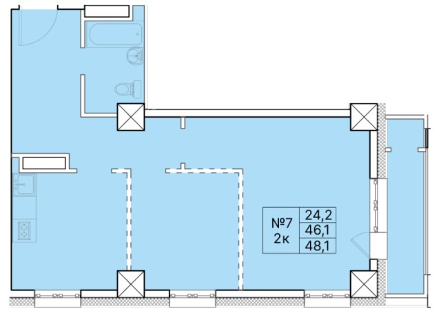 2 комн., Монолитно-каркасный, Сайсары 3