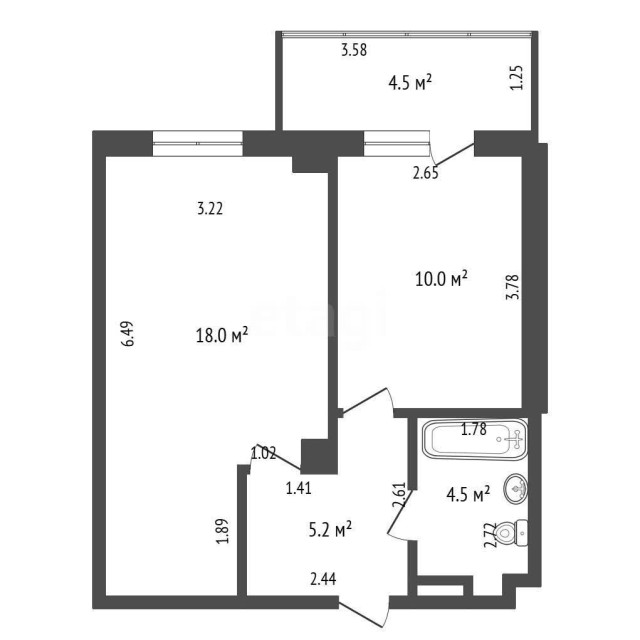 1 комн., 38 м², Монолитно-каркасный, ГРЭС 5