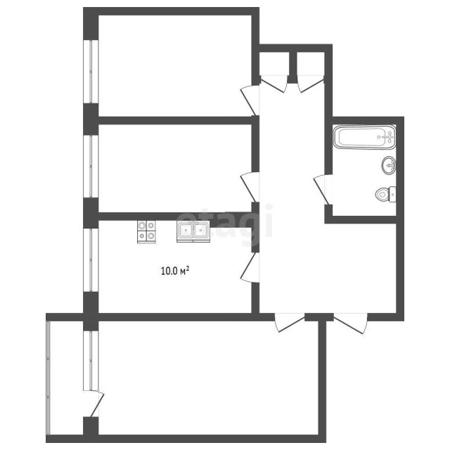 3 комн., 63 м², КПД, Площадь Победы 3