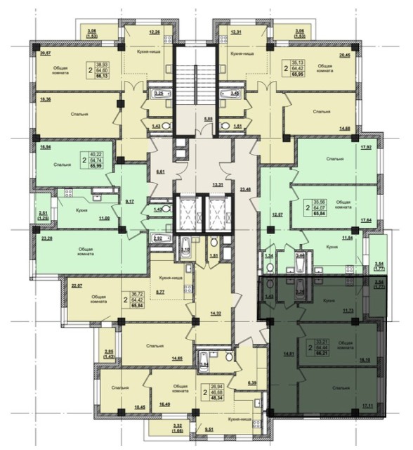 2 комн., 66 м², Монолитно-каркасный, Автодорожная 6