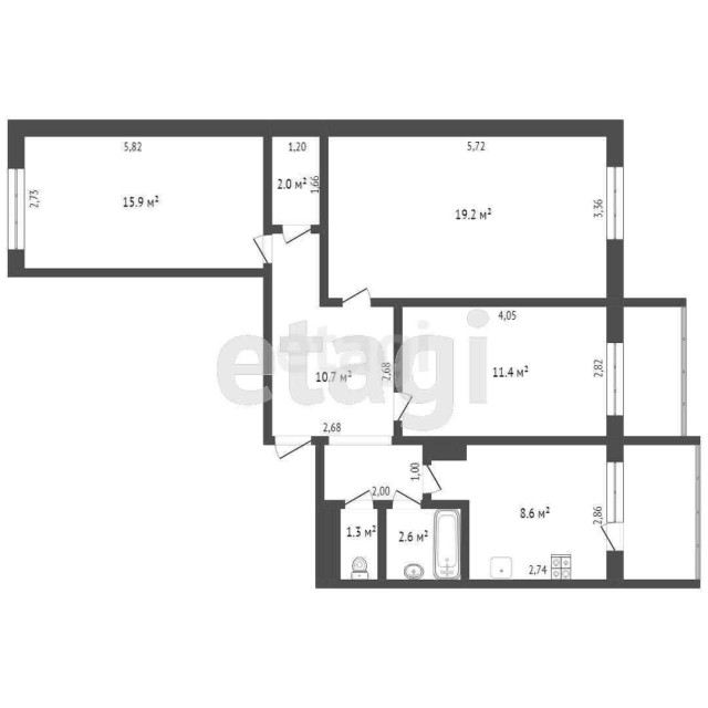 3 комн., 89 м², Монолитно-каркасный, Апельсин 4