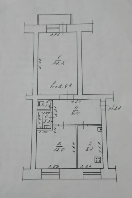 2 комн., 55 м², Блочный, Кангалассы 18