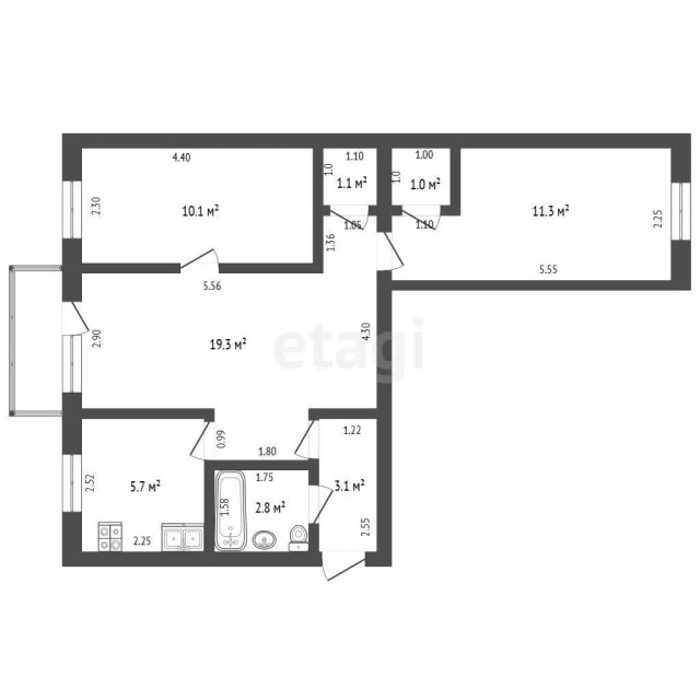 3 комн., 54 м², Хрущевка, Площадь Победы 4