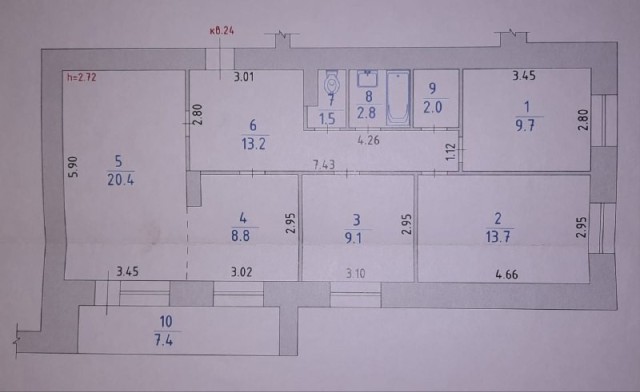 4 комн., 81 м², Инд. планировка, 26 школа 20