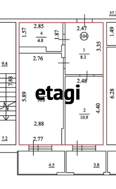 2 комн., 41 м², Монолитно-каркасный, Звездный 2