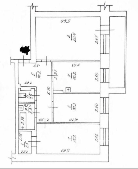 3 комн., 73 м², Блочный, Площадь Победы 2