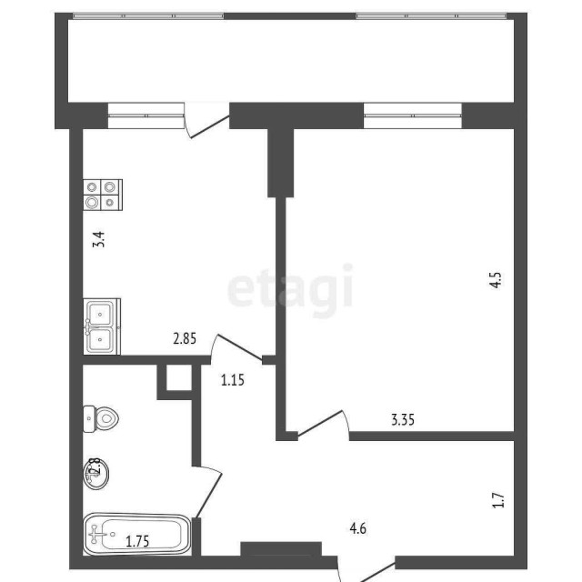 1 комн., 37 м², Монолитно-каркасный, Прометей, ЖК 3