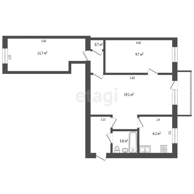 3 комн., 55 м², Хрущевка, Центр - район пл. Орджоникидзе 3
