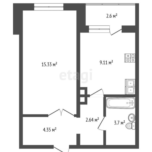 1 комн., 35 м², 112 серия, 203 мкрн. 3