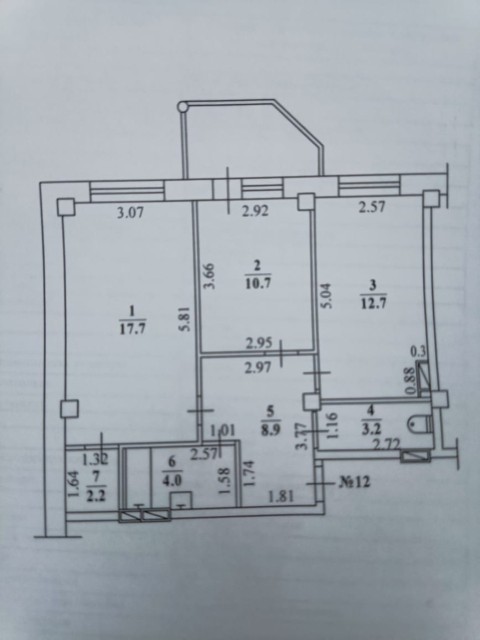 2 комн., 59 м², Блочный, Площадь Победы 9