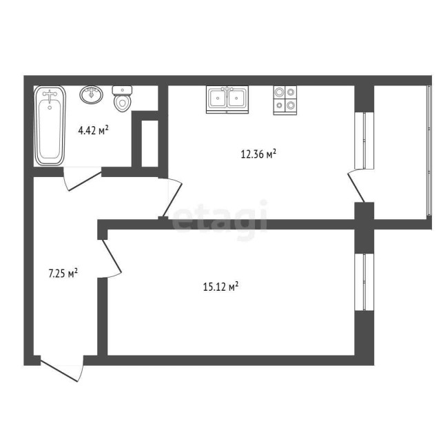 1 комн., 40 м², Монолитно-каркасный, 203 мкрн. 3