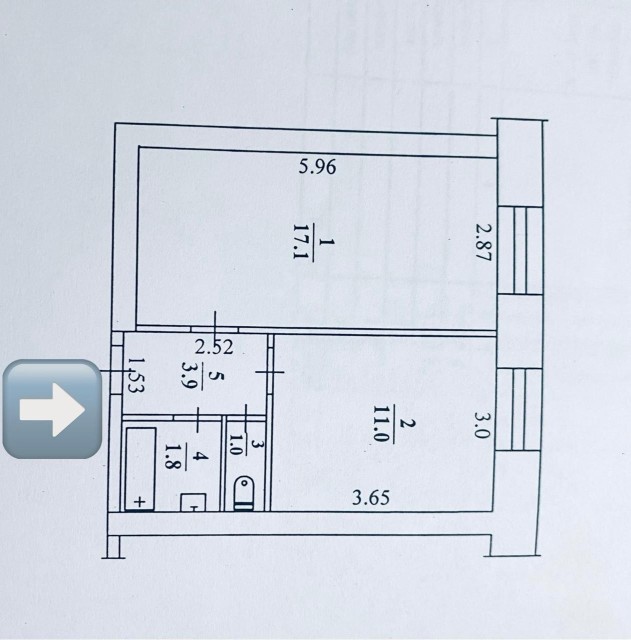 2 комн., 35 м², Блочный, Крытый рынок 12