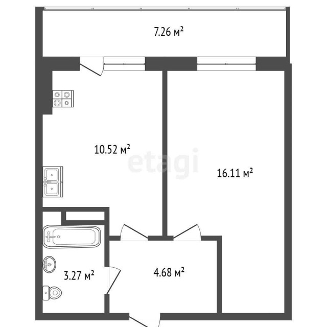 1 комн., 35 м², Инд. планировка, Авиапорт 3
