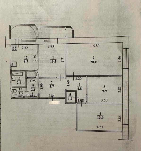 4 комн., 84 м², 112 серия, 202 мкрн. 13