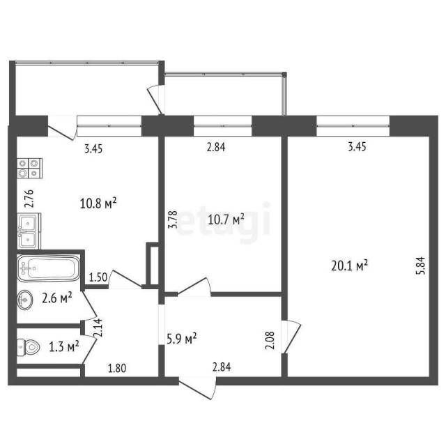 2 комн., 55 м², 112 серия, Центр - район пл. Дружбы 3