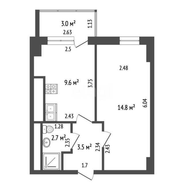 1 комн., 29 м², Монолитно-каркасный, ГРЭС 3