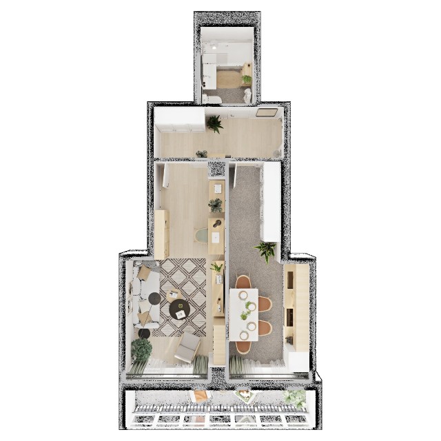 1 комн., 42 м², Монолитно-каркасный, Палладиум 2