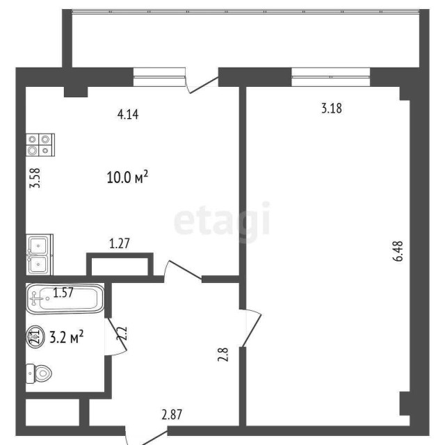 1 комн., 45 м², Инд. планировка, 17 квартал 3