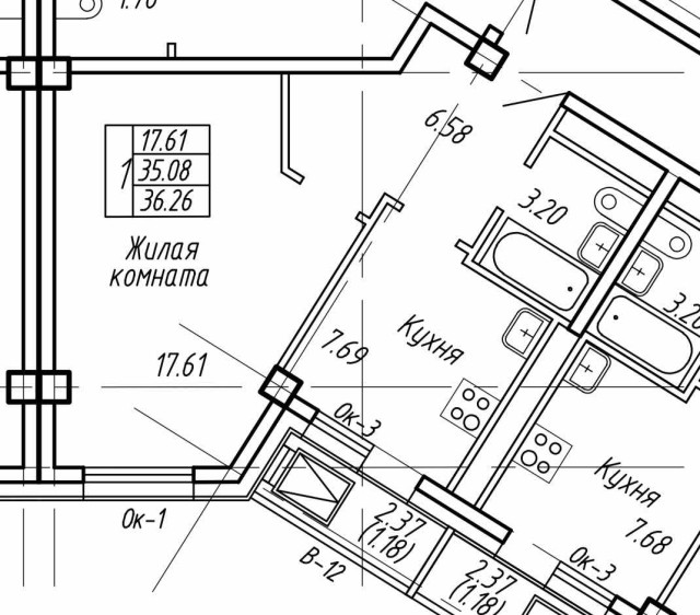1 комн., 36 м², Монолитно-каркасный, Сайсары 11