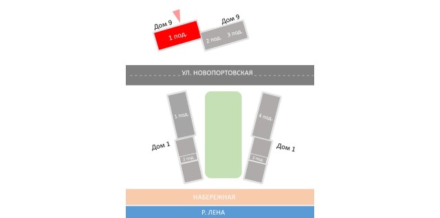 2 комн., 35 м², Монолитно-каркасный, Речпорт 2