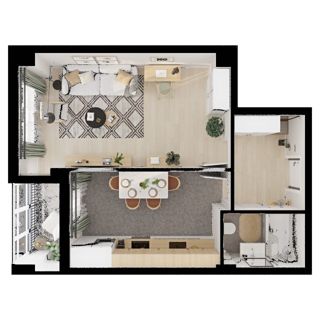 1 комн., 43 м², Монолитно-каркасный, Центр - район пл. Комсомольская 6