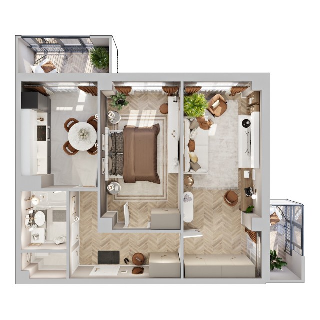 2 комн., 57 м², Монолитно-каркасный, Авторынок 3