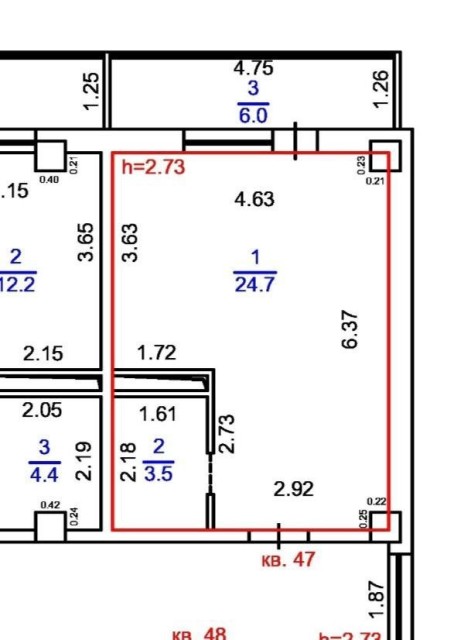Студия, 28 м², Монолитно-каркасный, Крытый рынок 5