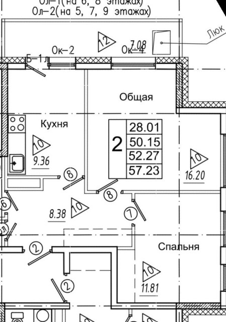 2 комн., Монолитно-каркасный, Сайсары 2