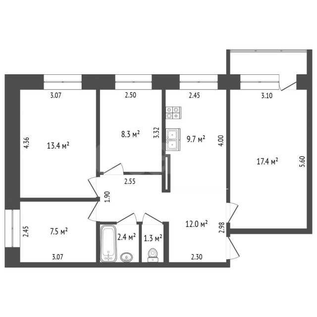 4 комн., 72 м², КПД, Вавилон 3