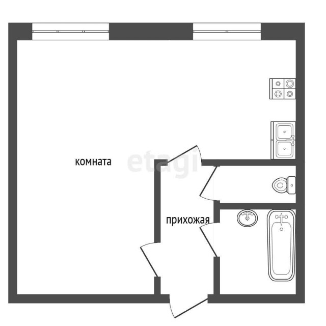 Студия, 27 м², Инд. планировка, Авиапорт 3