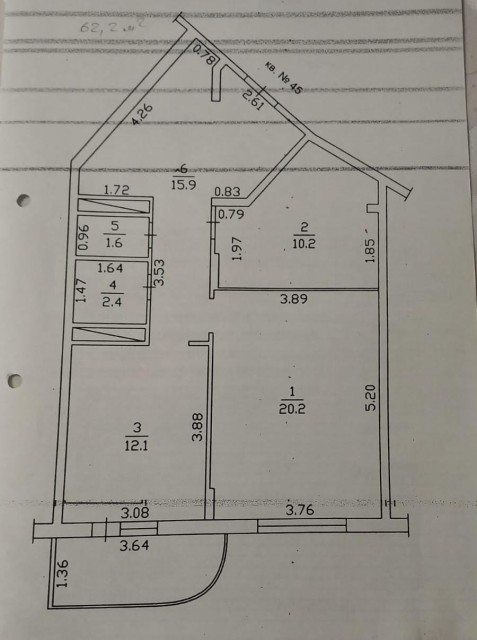 2 комн., 62 м², Инд. планировка, Кинотеатр Лена 10