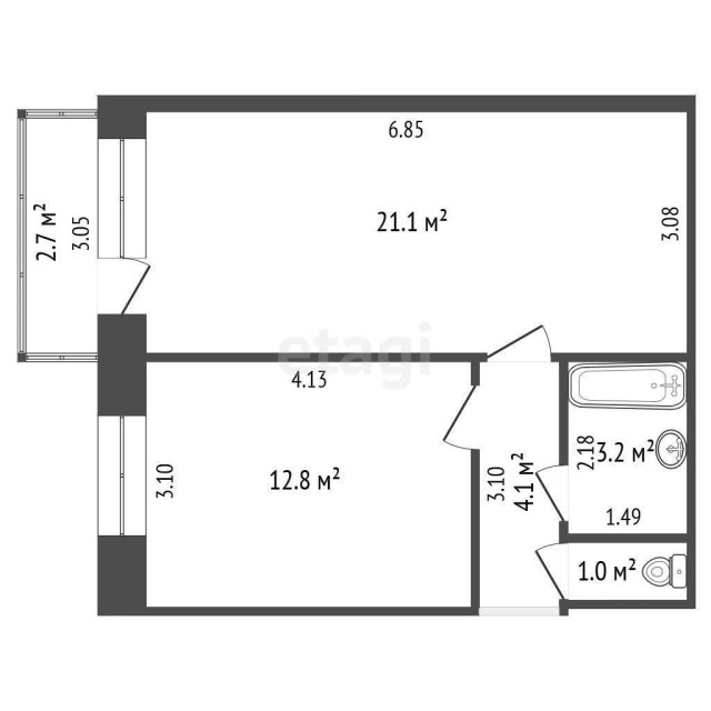 1 комн., 34 м², КПД, ДСК 3