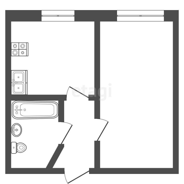 1 комн., 25 м², Дерев. б/у, Авиагруппа 3