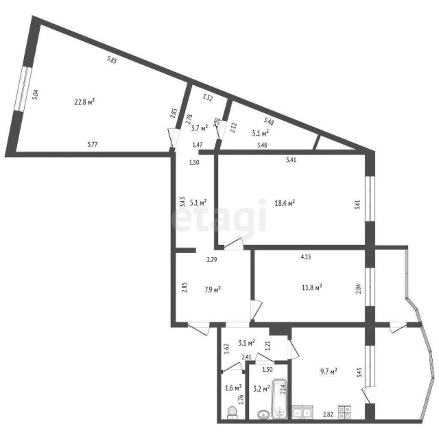 3 комн., 92 м², 112 серия, Авиапорт 3