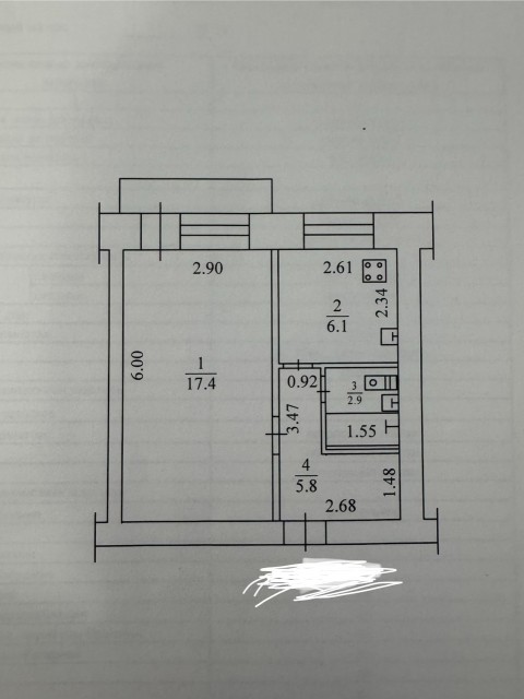 1 комн., Блочный, Авиапорт