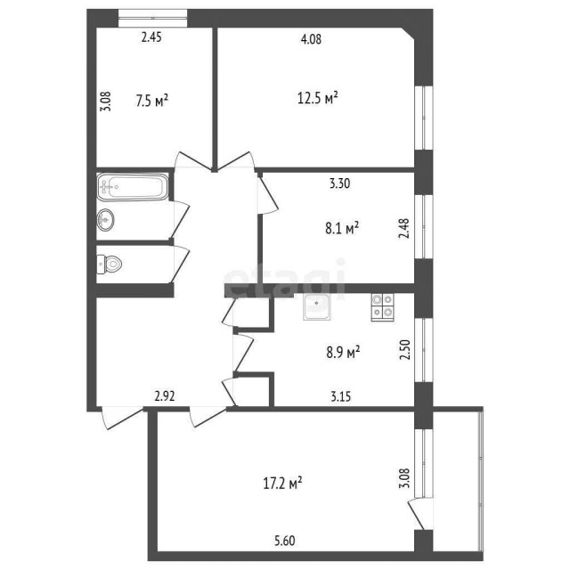4 комн., 71 м², КПД, Рабочий городок, Водоканал 3