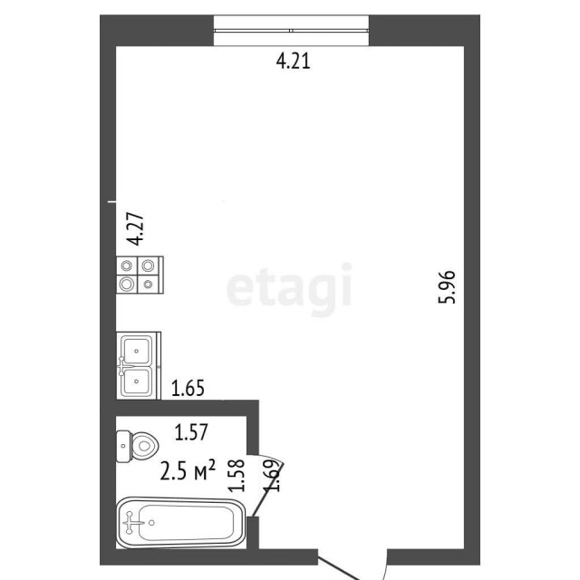 Студия, 25 м², Инд. планировка, Авиапорт 3