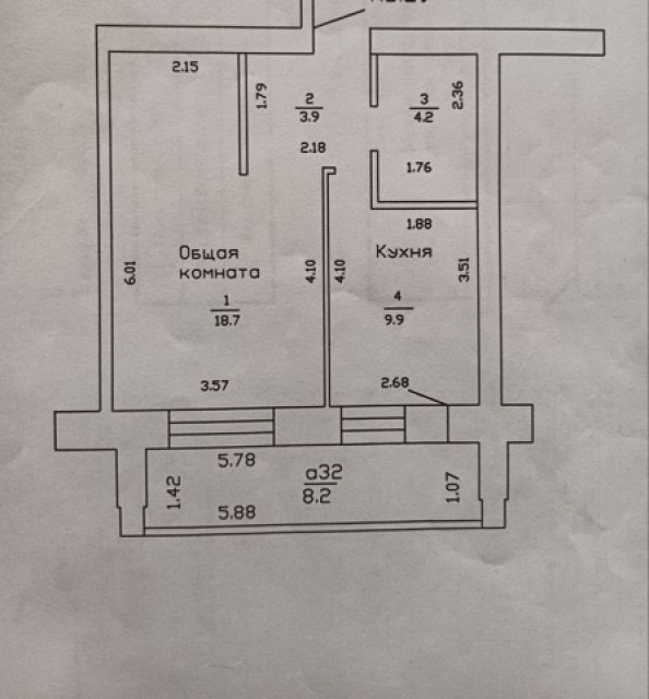 1 комн., 38 м², Блочный, 16 квартал 4