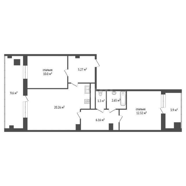 2 комн., 54 м², Монолитно-каркасный, ЯКСМК 3