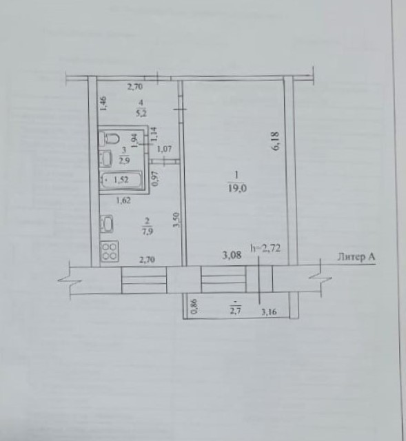 1 комн., 35 м², Блочный, Жатай 5