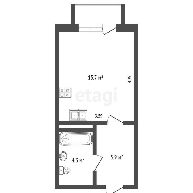 Студия, 26 м², Инд. планировка, Звездный 3