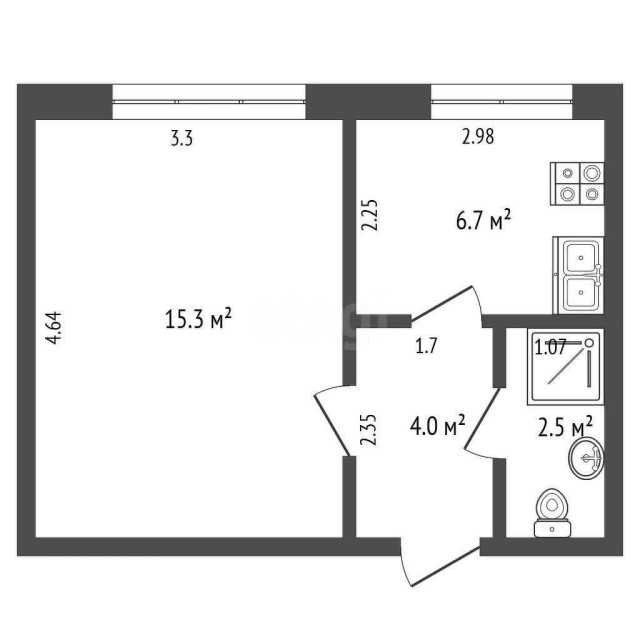 1 комн., 29 м², Дерев. б/у, Поселок Геологов, Борисовка-1 3