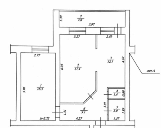 2 комн., 60 м², Инд. планировка, 16 квартал 9