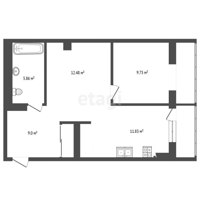 2 комн., 49 м², Монолитно-каркасный, Апельсин 3