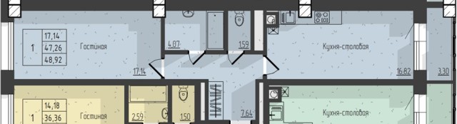 1 комн., Монолитно-каркасный, Вавилон 5