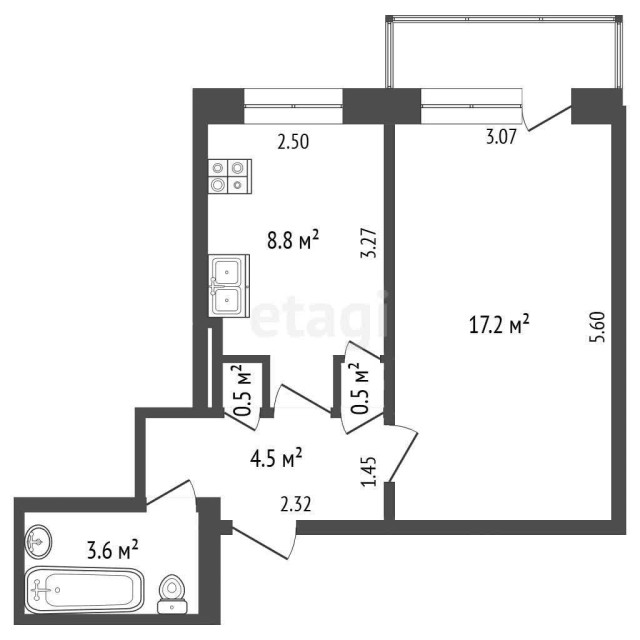1 комн., 35 м², КПД, 202 мкрн. 3