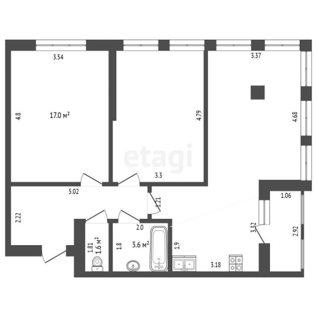 3 комн., 72 м², Монолитно-каркасный, Залог 6