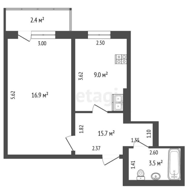 1 комн., 36 м², КПД, Дом быта 3