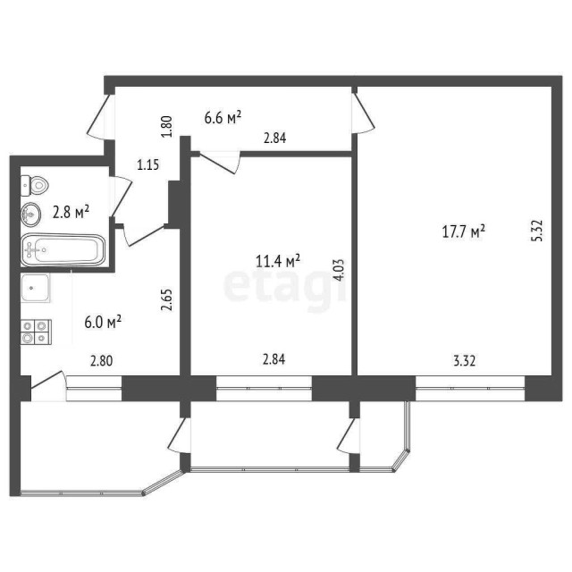 2 комн., 50 м², 112 серия, Птицефабрика 3