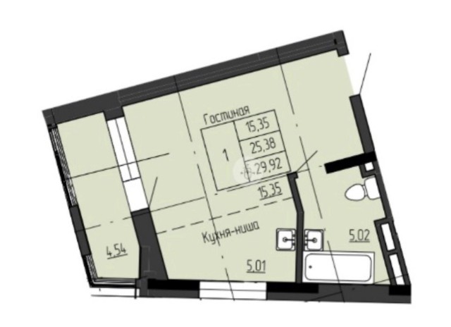 1 комн., Инд. планировка